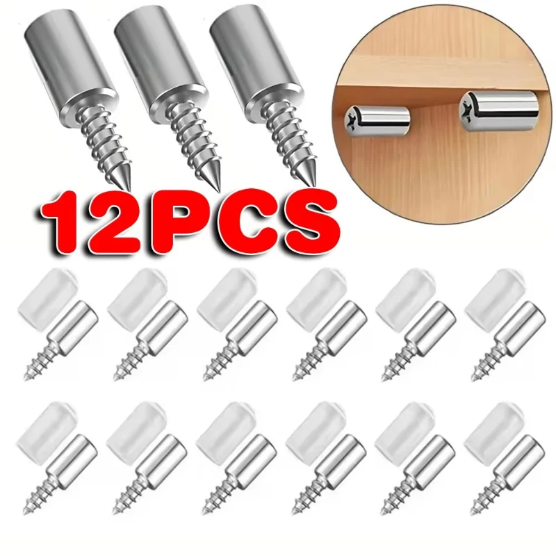 12/24/36Set Sleeve Laminate Cross Self-tapping Screw Support Homemade Wardrobe Cabinet Glass Hard Nonslip Partition Nail