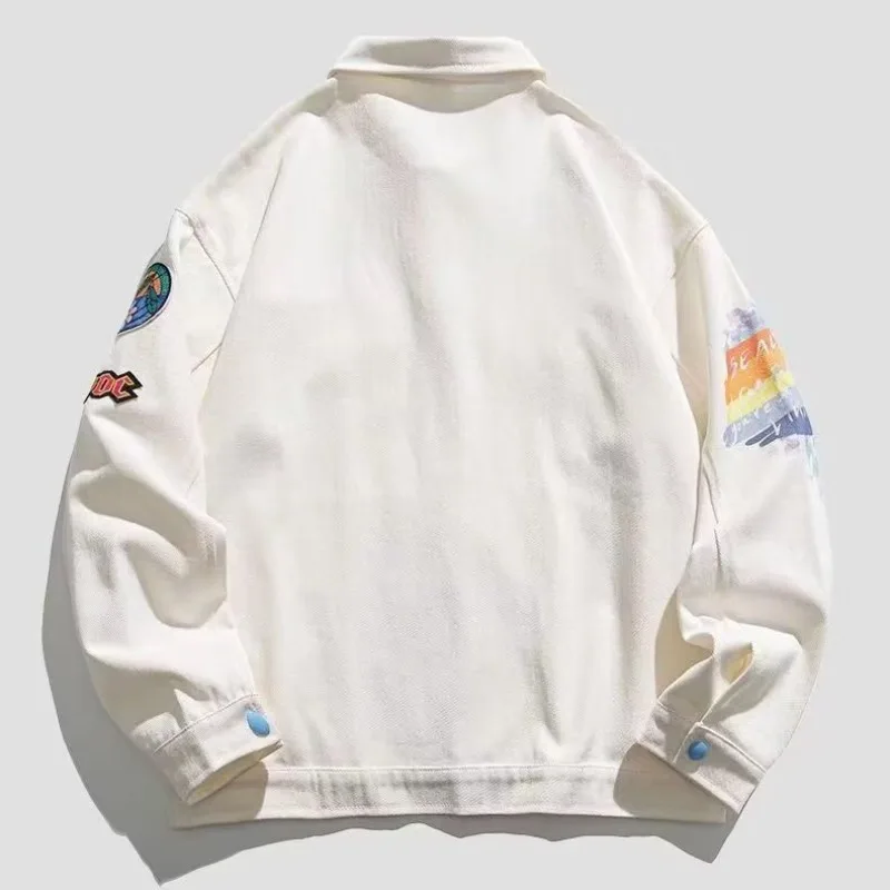Graffiti Pure Cotton Jacket Women Unisex Long Sleeved Top Loose Autumn New Fashion Jackets for Woman