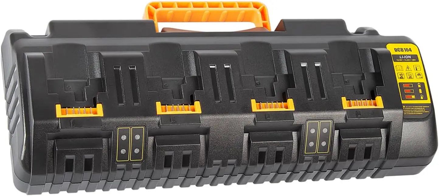 DCB104 20V MAX Battery Charger Replacement for Dewalt Battery Charger, 4 Port Multi Charger Station with 2 USB Ports, Compatible