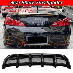 For Infiniti G35 G37 G37S Car Rear Bumper Lip Diffuser Shark Fins Spoiler Body Kit Protector Carbon Fiber Look Auto Accessories