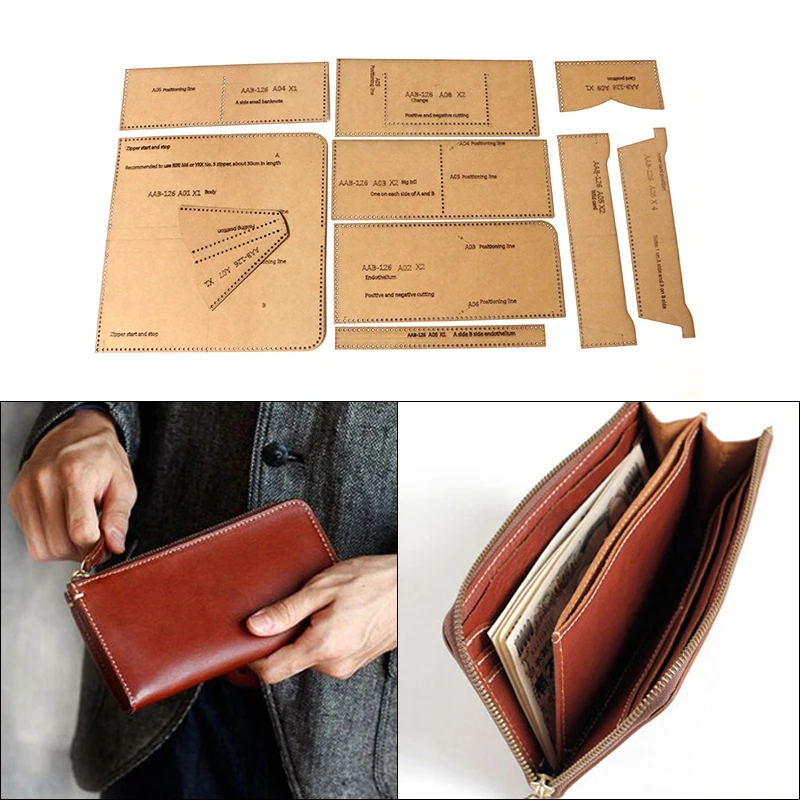 New Leather Craft Fashion Multi-card Wallet Folding Wallet Sewing Pattern Hard Kraft Paper Stencil Template