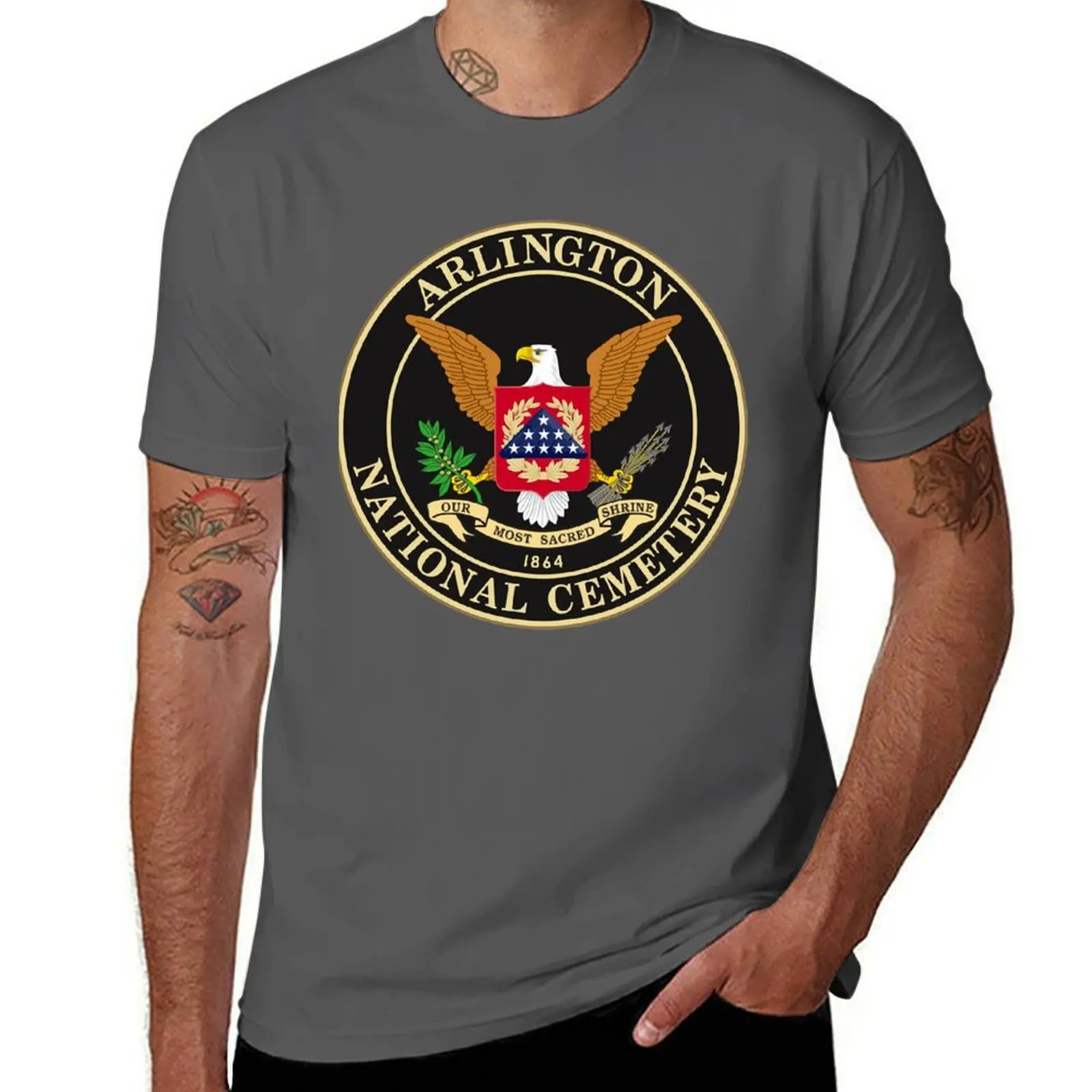 

U.S. Military. Arlington National Cemetery Seal. Classic T-Shirt Big and Tall Basic Tee Shirt