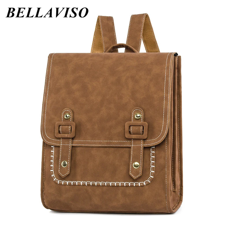 

BellaViso Hot Sale PU Women's Backpacks Casual Retro Flap Large Capacity Outdoor Travel City School Bags for Ladies BLBP-50