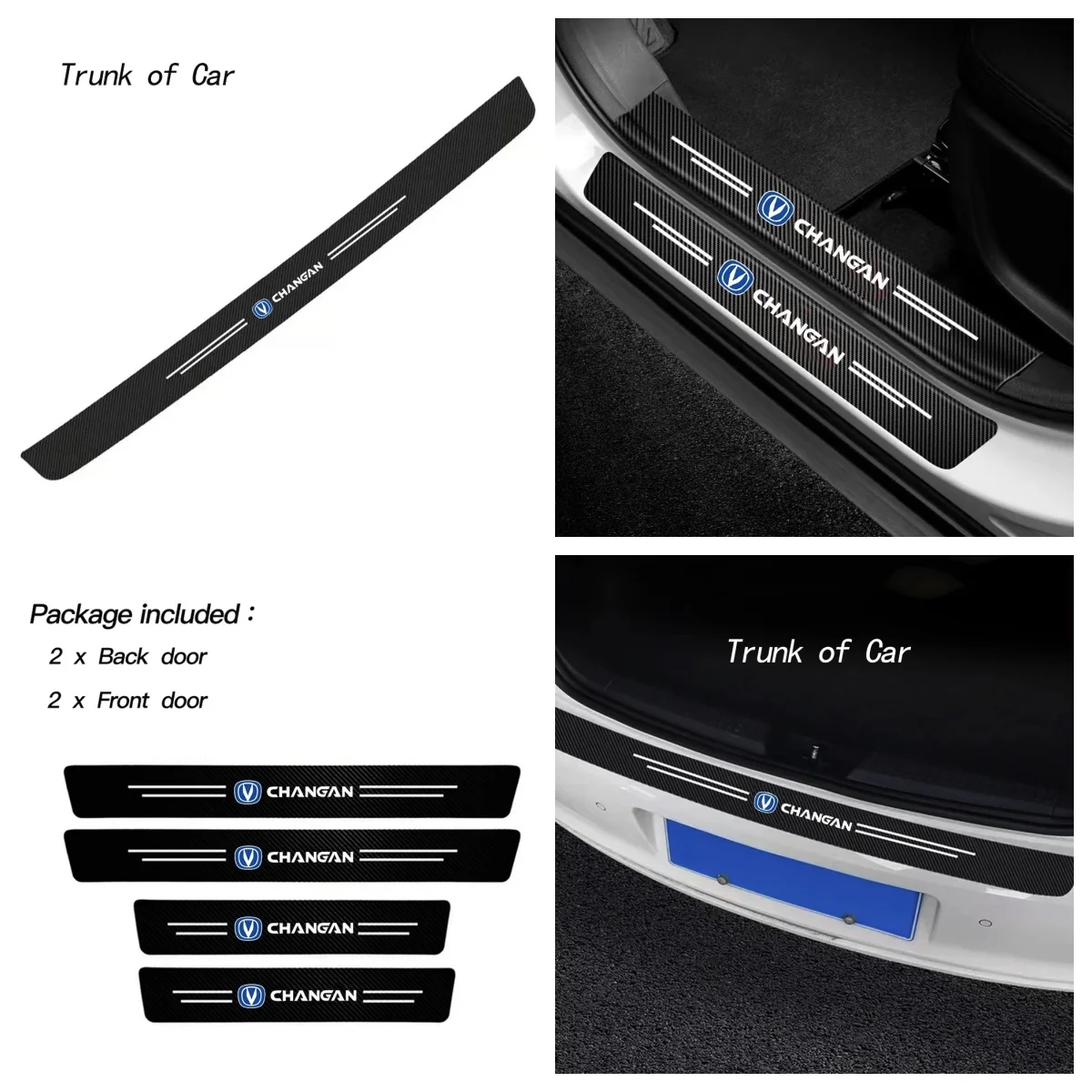 4Pcs Anti‑Rust Door Lock Latch Cover For Changan CS55 CS75 Plus CS35 Uni‑V Uni‑K Stainless Steel Carbon Fiber Pattern Exterior A