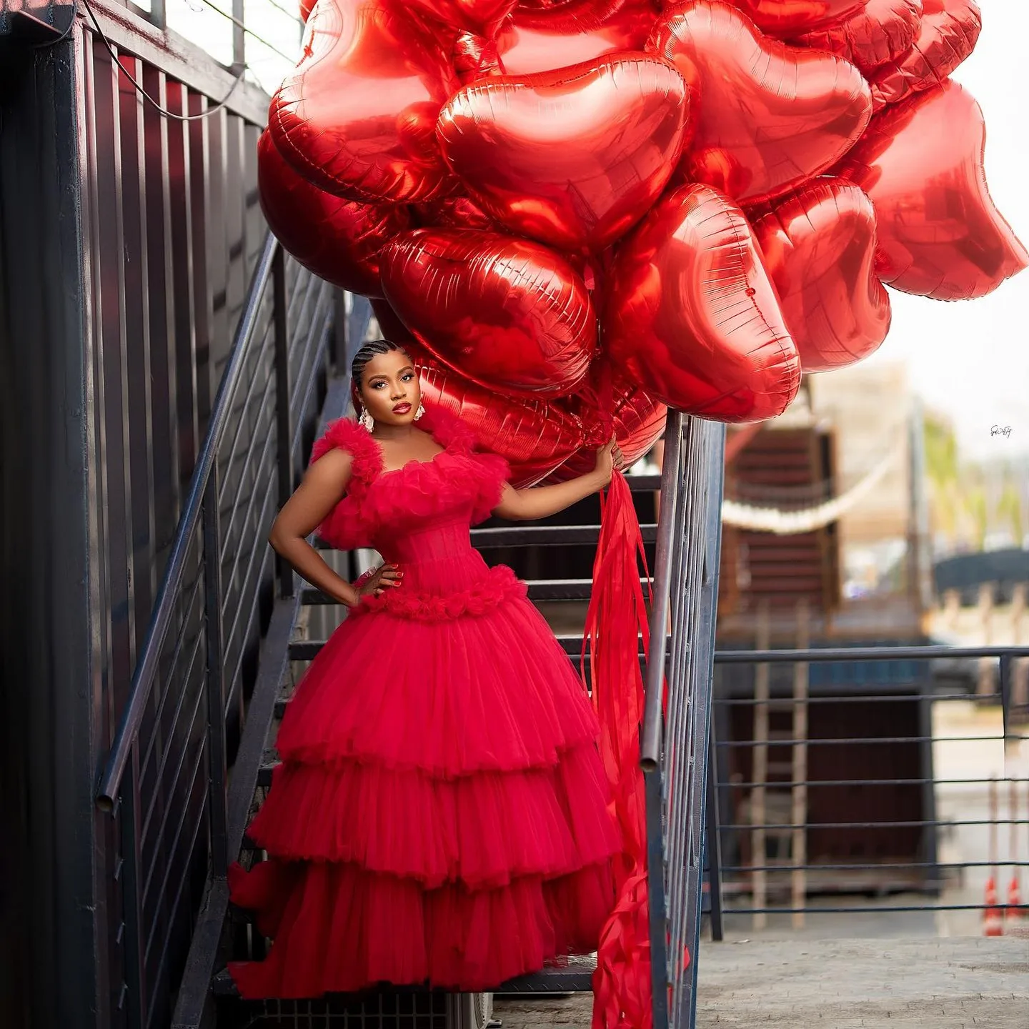 Amazing Fuchsia Layered Tutu Tulle Long Maxi Dresses To Photoshoots Ruffles Trimmed Women Formal Party Dresses