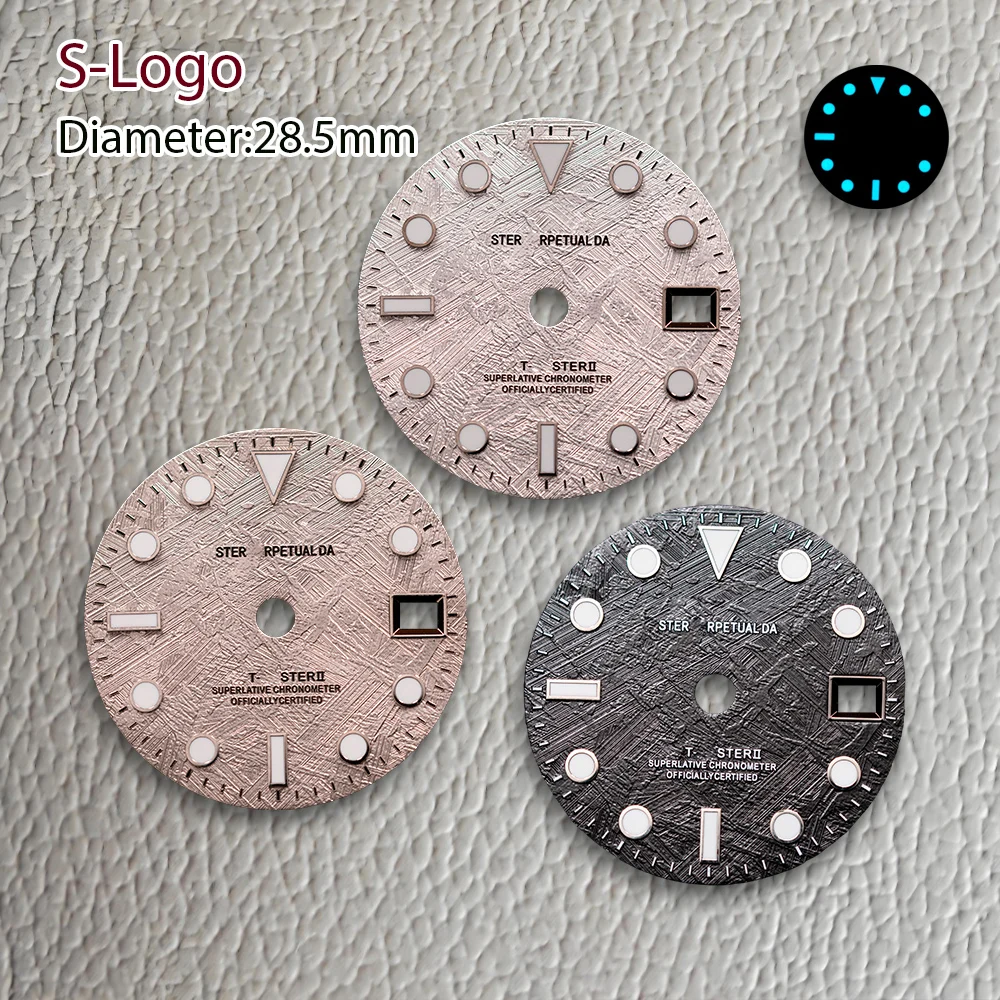 جديد 28.5 مللي متر S شعار NH34 GMT الفضة النيزك الهاتفي مناسبة لحركة NH34 الجليد الأزرق مضيئة ساعة تعديل الملحقات