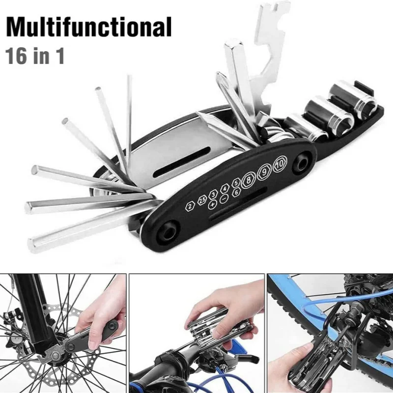 16 in 1 Bike Multitool Portable Multi-Functional Tools Emergency Maintenance Repair Cycling Mountain Bike Multitools For Bicycle