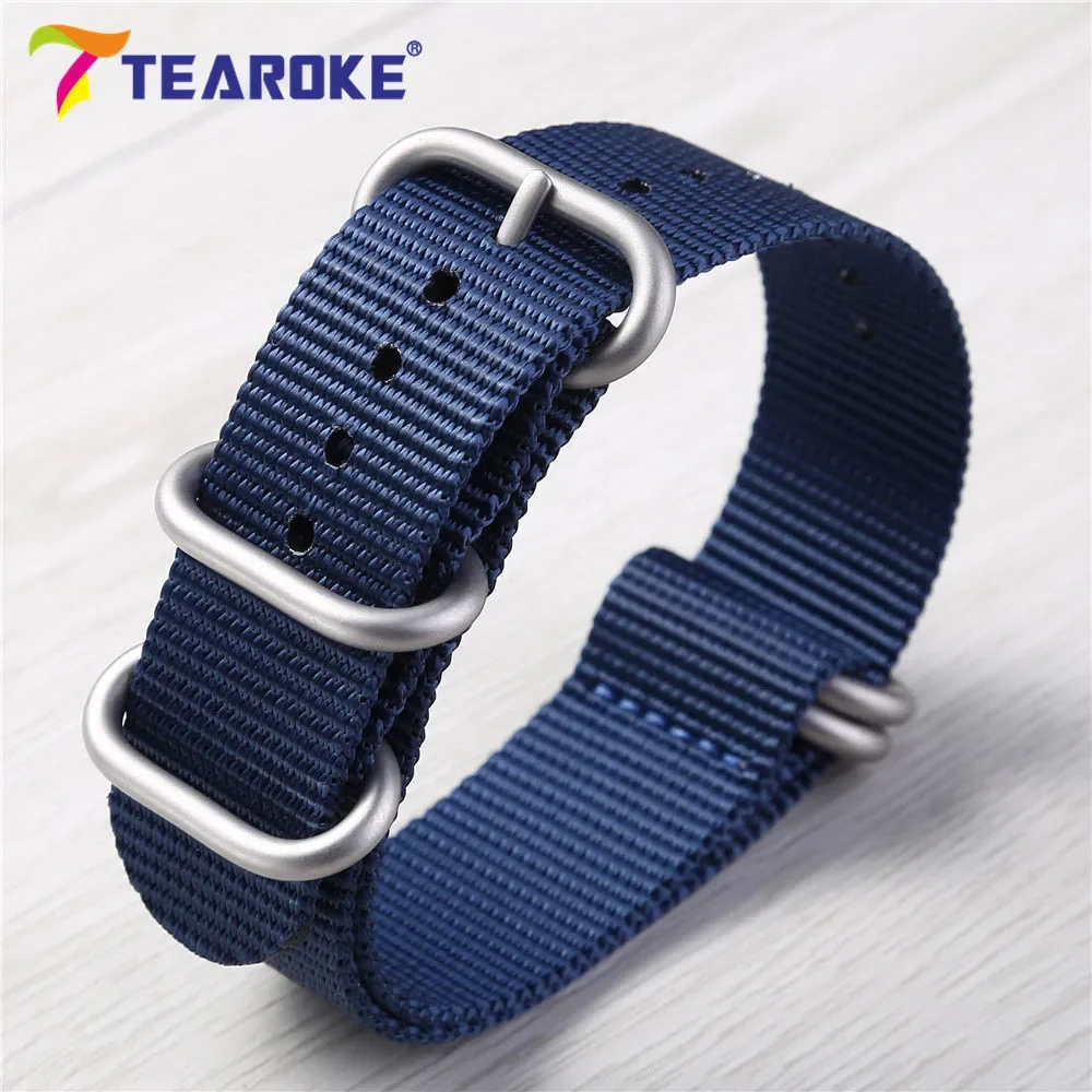 Durable Nylon Strap 18mm 20mm 22mm 24mm Stainless Steel Ring Buckle Men Military Replacement Watch Band for Big Wrist