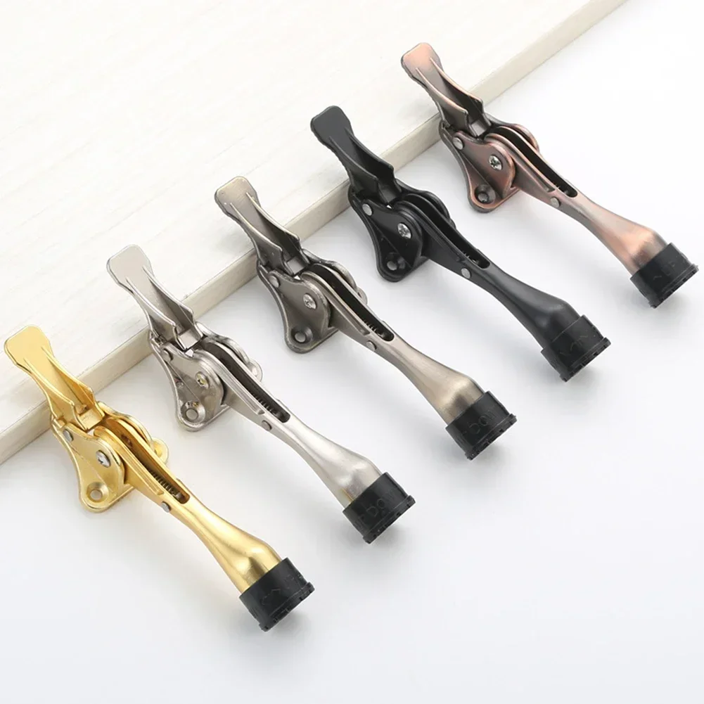 Adjustable Pedals Door Stopper Heavy Duty Mute Zinc Alloy Door Stops with Non-Slip Rubber Tip Hidden Wall Protector