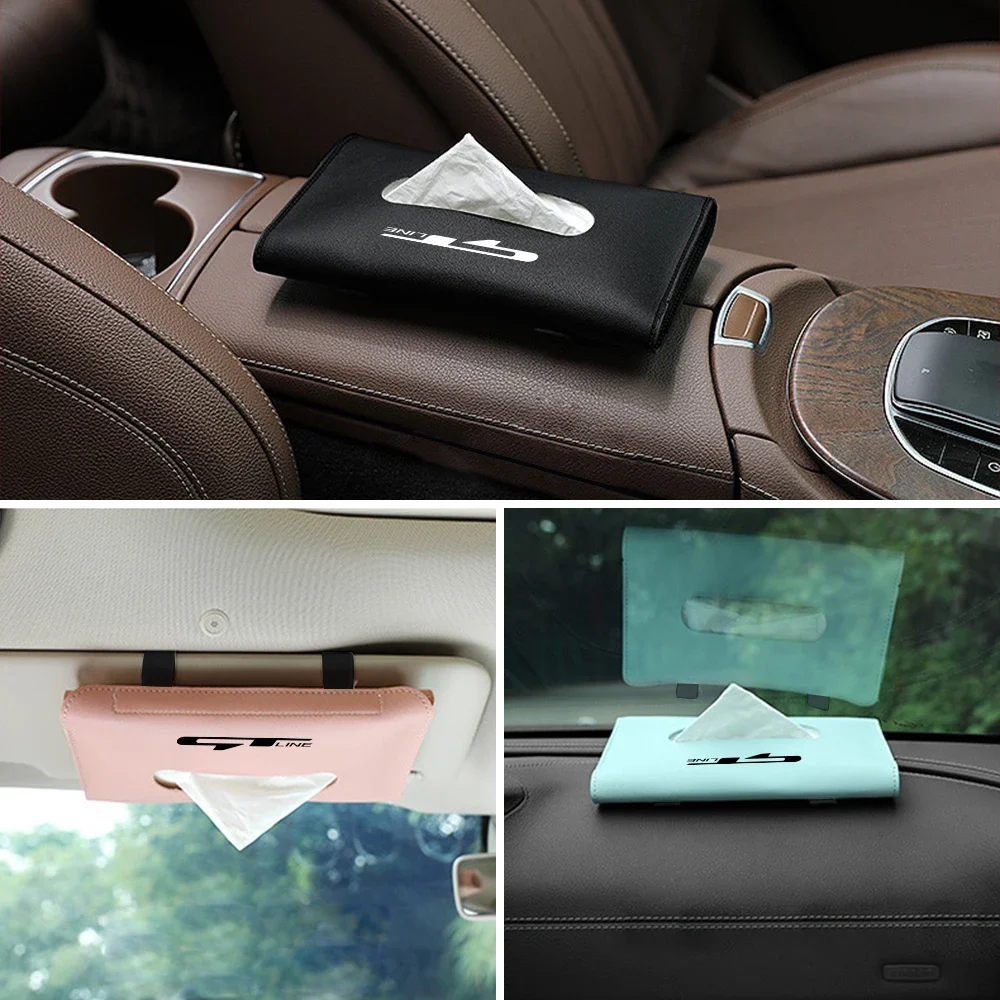 For Kia GT Line Elantra Sportage Rio Ev6 Car Tissue Box Towel Sets Car Sun Visor Tissue Box Holder Auto Storage Decoration