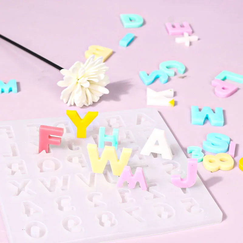 Diy molde conta-gotas de cristal pequeno quadro inteiro número carta molde inglês carta pingente molde de silicone
