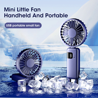 2024 New Fan Fold Wireless Outdoor Dormitory Portable USB Rechargeable  5th Gear Mini Fan with Base for Family Handheld Fan