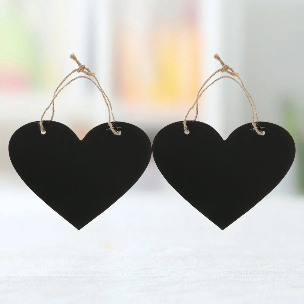 2Pcs Heart Shape Blackboard Message Board Double Sided Hanging Home Wall Decor Sign for Notes and Photo Props