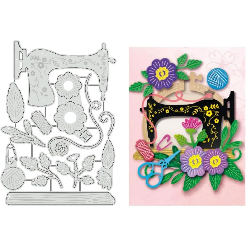 Sewing Machine Cutting Dies, Sewing Tool Stencils 5.7x4 Flower Decorative Embossing Stencils for Scrapbooking, Photo Album,