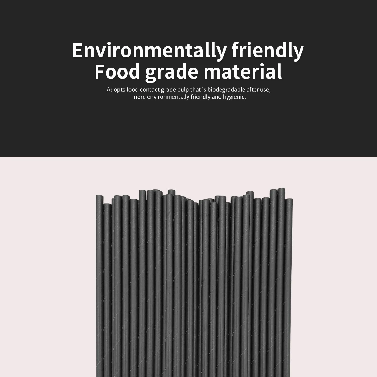 6*197MM Black Blowholes Cocktail Size Eco-Friendly, Compostable, Long-Lasting Paper Straws--10000 Pcs