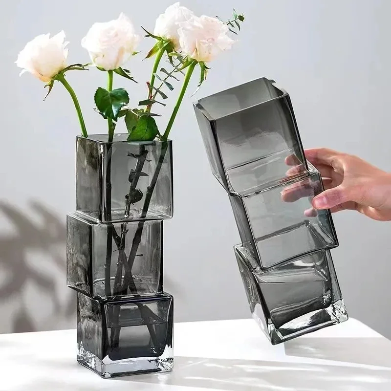 27cm Irregular Vase Glass Transparent Advanced Water Sensitive Flowers Arrangement Living Room Table Decoration Ornaments