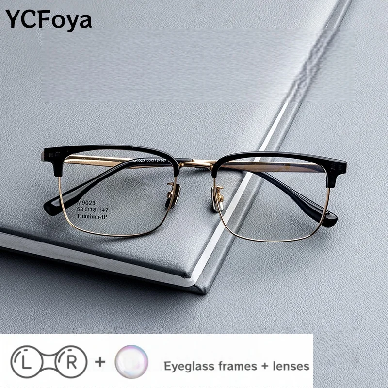 

Мужские ретро-очки YCFoya с квадратными линзами, прогрессивные, мультифокальные, с защитой от синего света, для коррекции близорукости и дальнозоркости, модель M9023