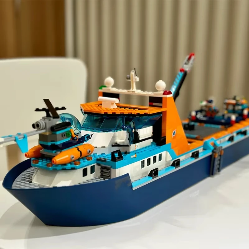 

Креативная городская серия, корабль для морских исследований, арктический исследование, корабль, строительный блок, модель MOC, сборка, строительный блок, игрушка, Рождественский Ch