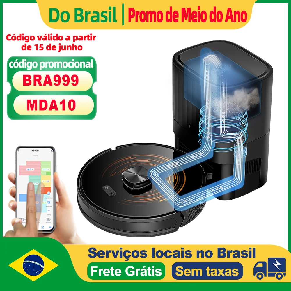 Robô aspirador de pó ABIR K30 com doca de vazia automática, sucção 6500PA, mapa de vários andares, limpeza personalizada de salas úmidas e secas