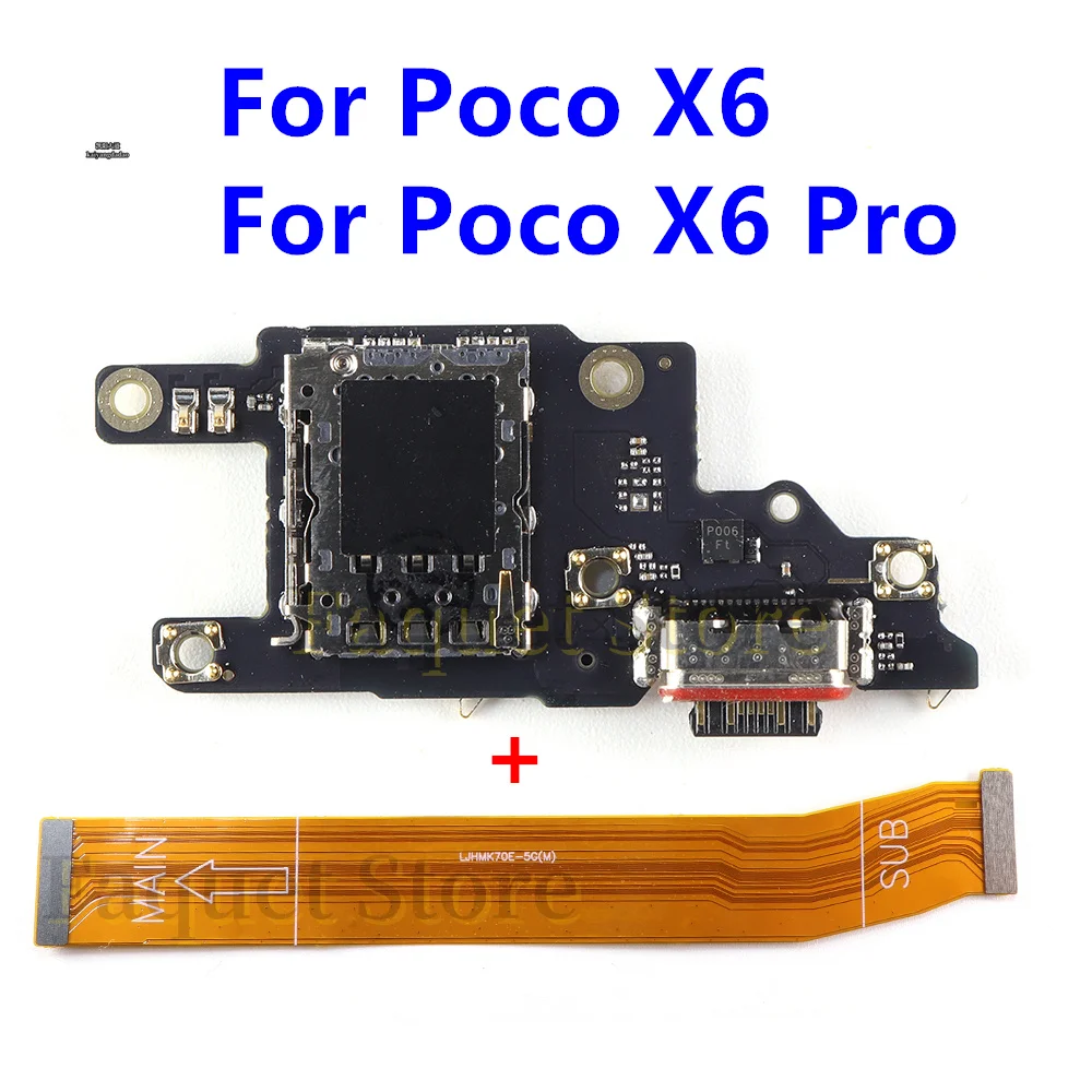 For Xiaomi Poco X6 PRO 5G USB Charging Dock Port Main Mother Mic Microphone Fast Connector Board Flex Cable Parts Replacement