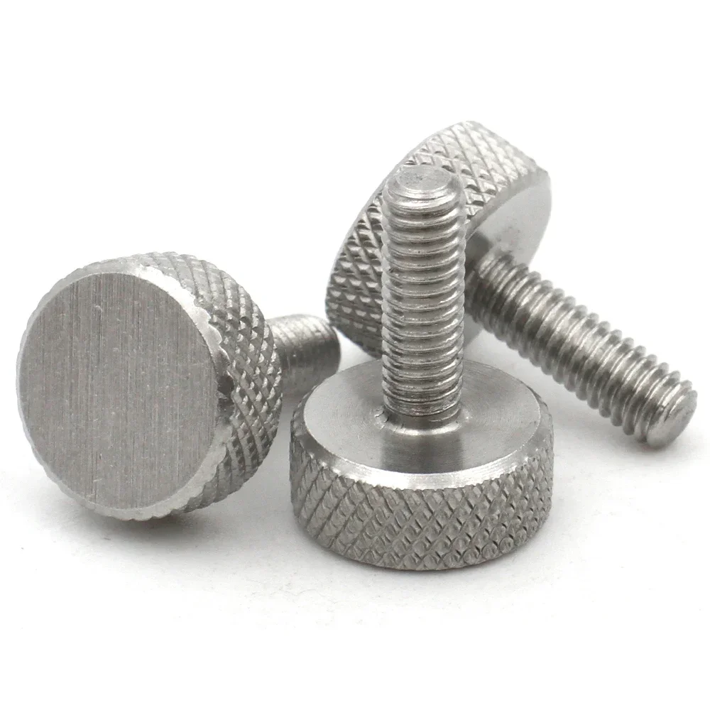 1/2/5pcs M2 M2.5 M3 M4 M5 M6 M8 M10 304 Stainless Steel Knurl Flat Head Hand Tighten Curtain Wall Glass Thumb Screw Bolt DIN653