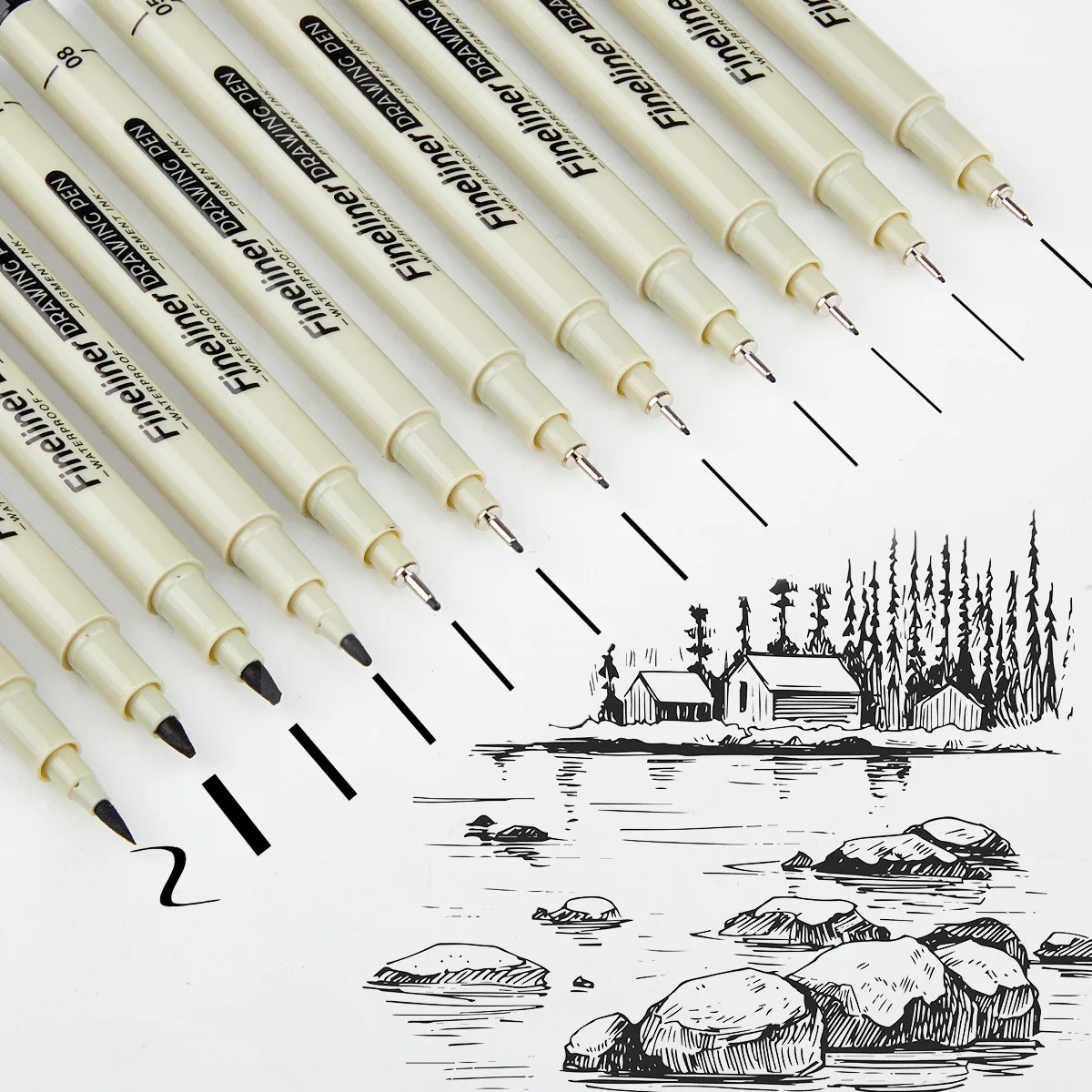 12 pièces/ensemble Fineliner stylos à dessin marqueur stylo Manga lettrage stylos Art croquis journal aquarelle fournitures scolaires papeterie