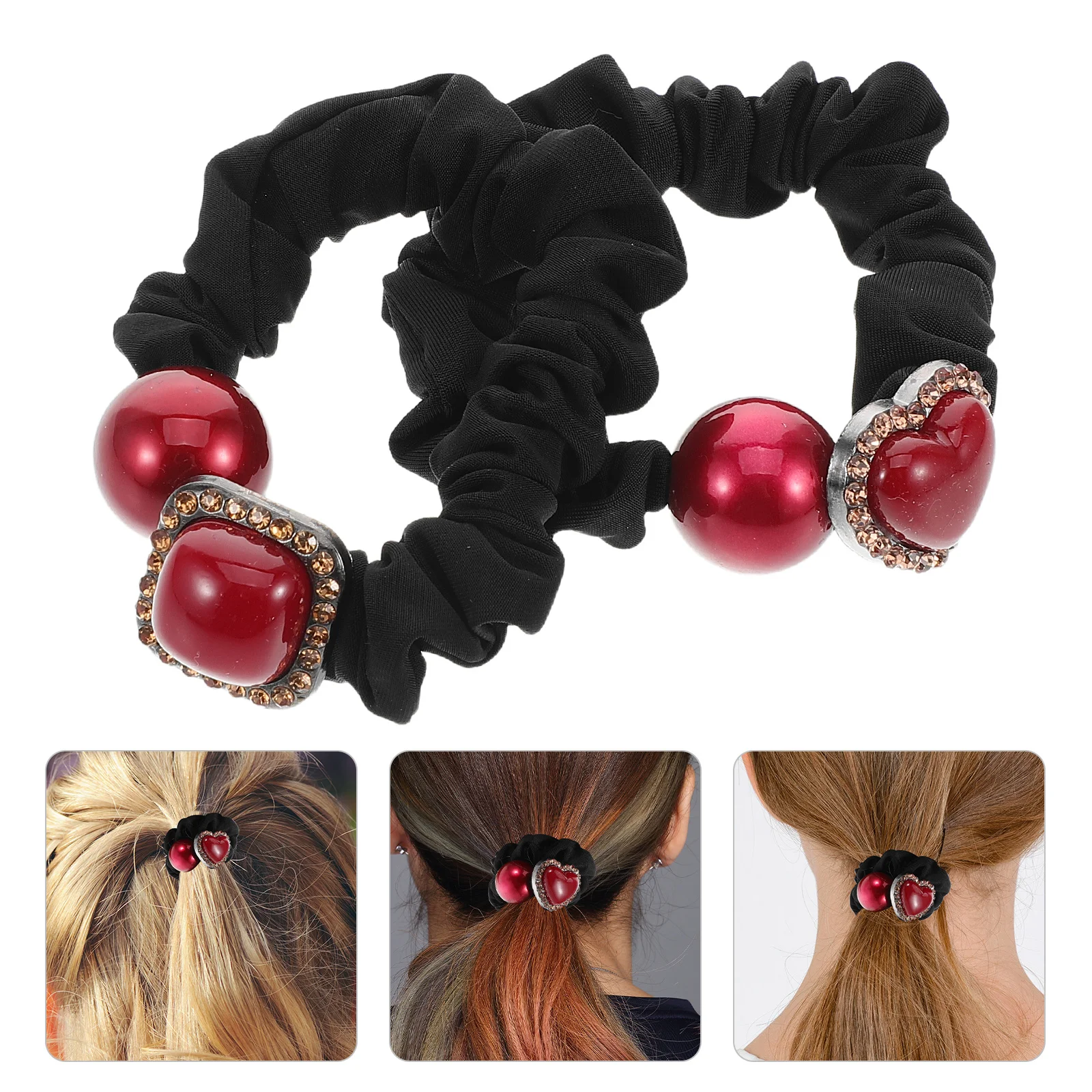 

2Pcs Heart Shaped Hair Ties Valentine's Day Elastic Bands Cute Accessories for Women Girls Bun Ponytail Styling