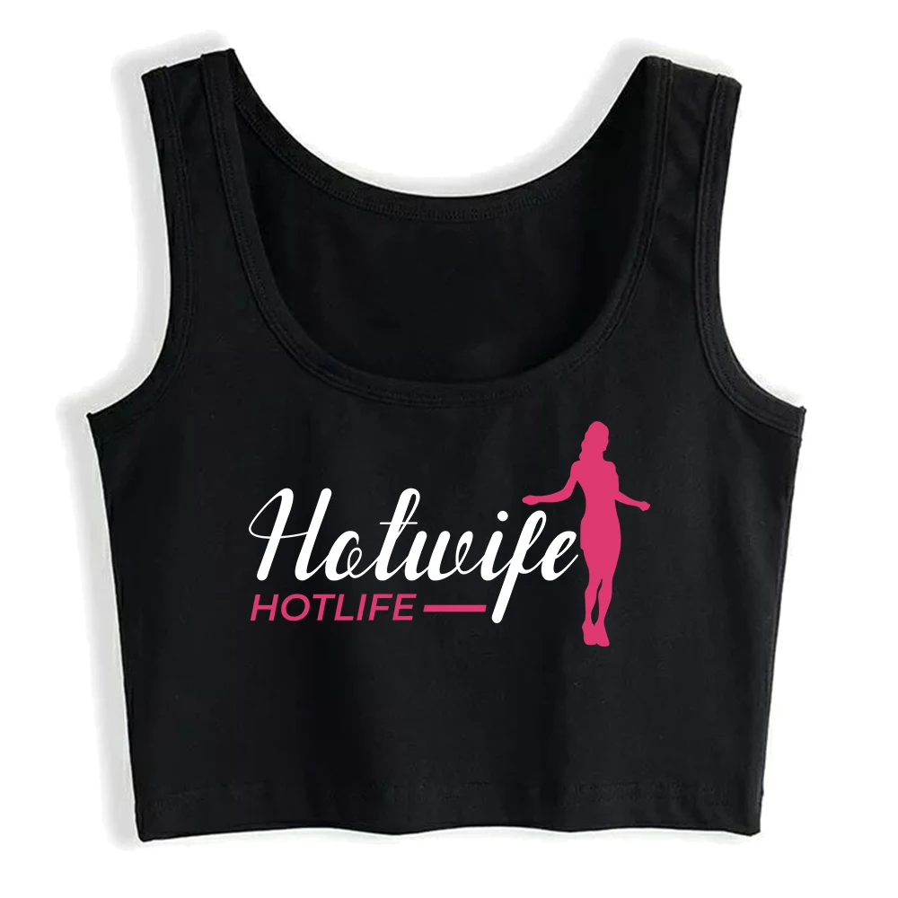 Hotwife Hotlife Design Sexy Slim Fit  Crop Top Women\'s Sports Fitness Training Tank Tops Street Fashion Cotton Camisole