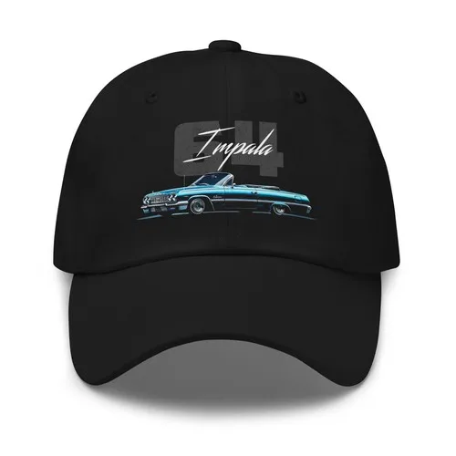 64 Impala Lowrider Dad Hat – Classic Blue Convertible Cap Gift for Car Lovers