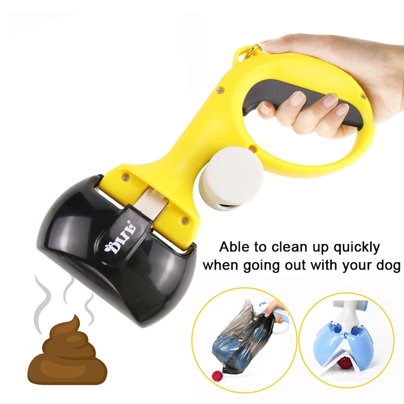 Pet Pooper Scooper Dogs Outdoor Pick Up Excreta Cleaner with 1 Roll Bags Pet Feces Cleaner Picker Cleaning Tools For Dogs Puppy