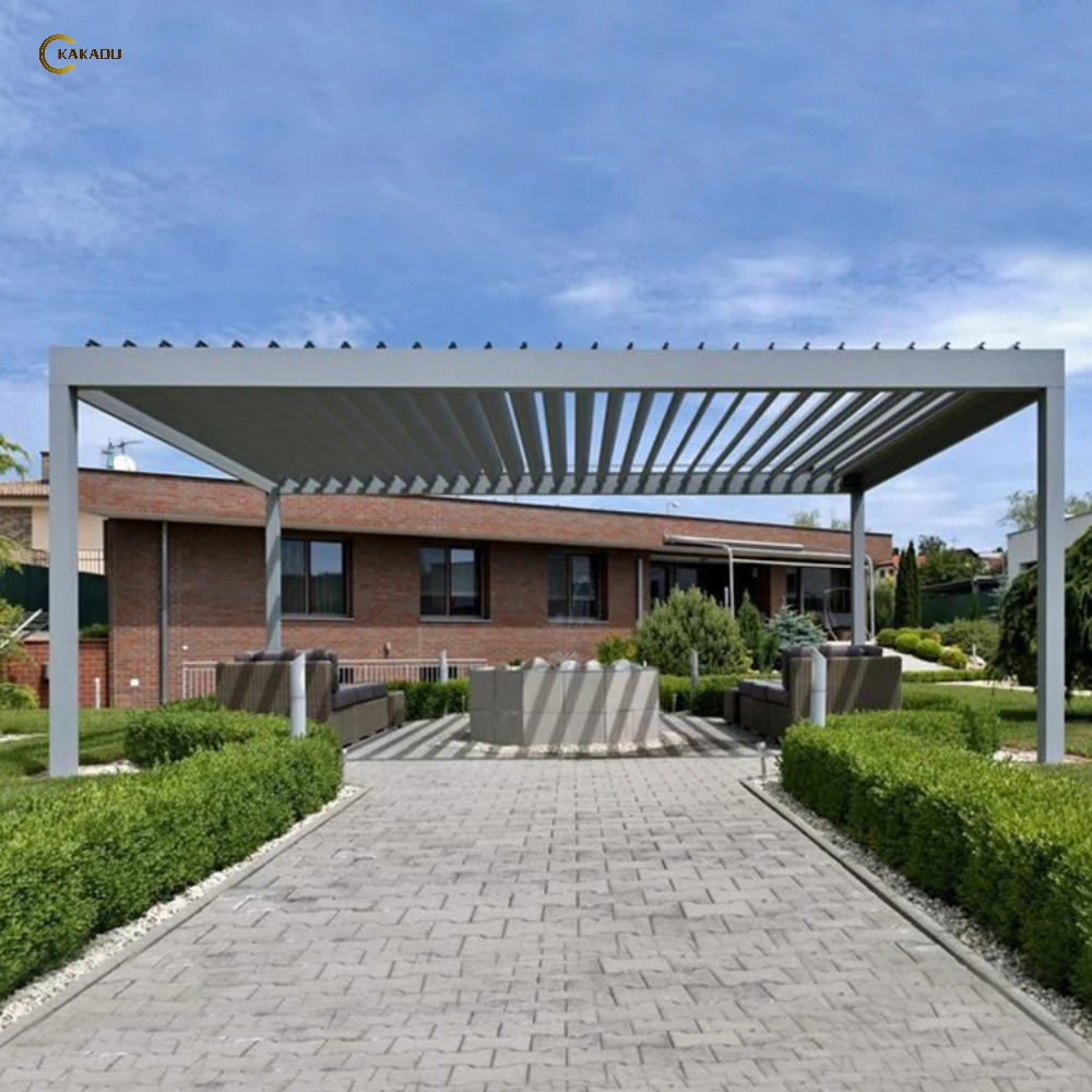 KAKADU Aluminum Powder Coated Motorized Adjustable Roof Louvers Arches Arbours Pergola Gazebo Eco-Friendly Remote Control Sun