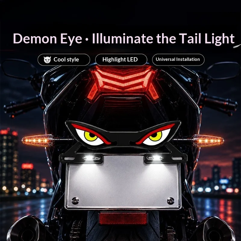 Motorcycle License Plate Screw Light Triangle Demon Eye LED Lamp Universal Modified Decor Accessory for Motorbike Refitting