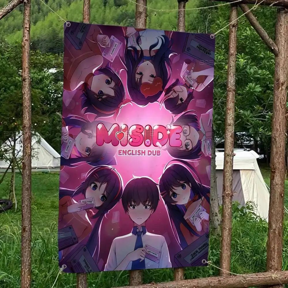Videospiel M-miside Mita Anime DIY Flagge für Familiengruppe Foto Wohnzimmer Home Wohnheim Dekor Wand Kunst Dekor Banner