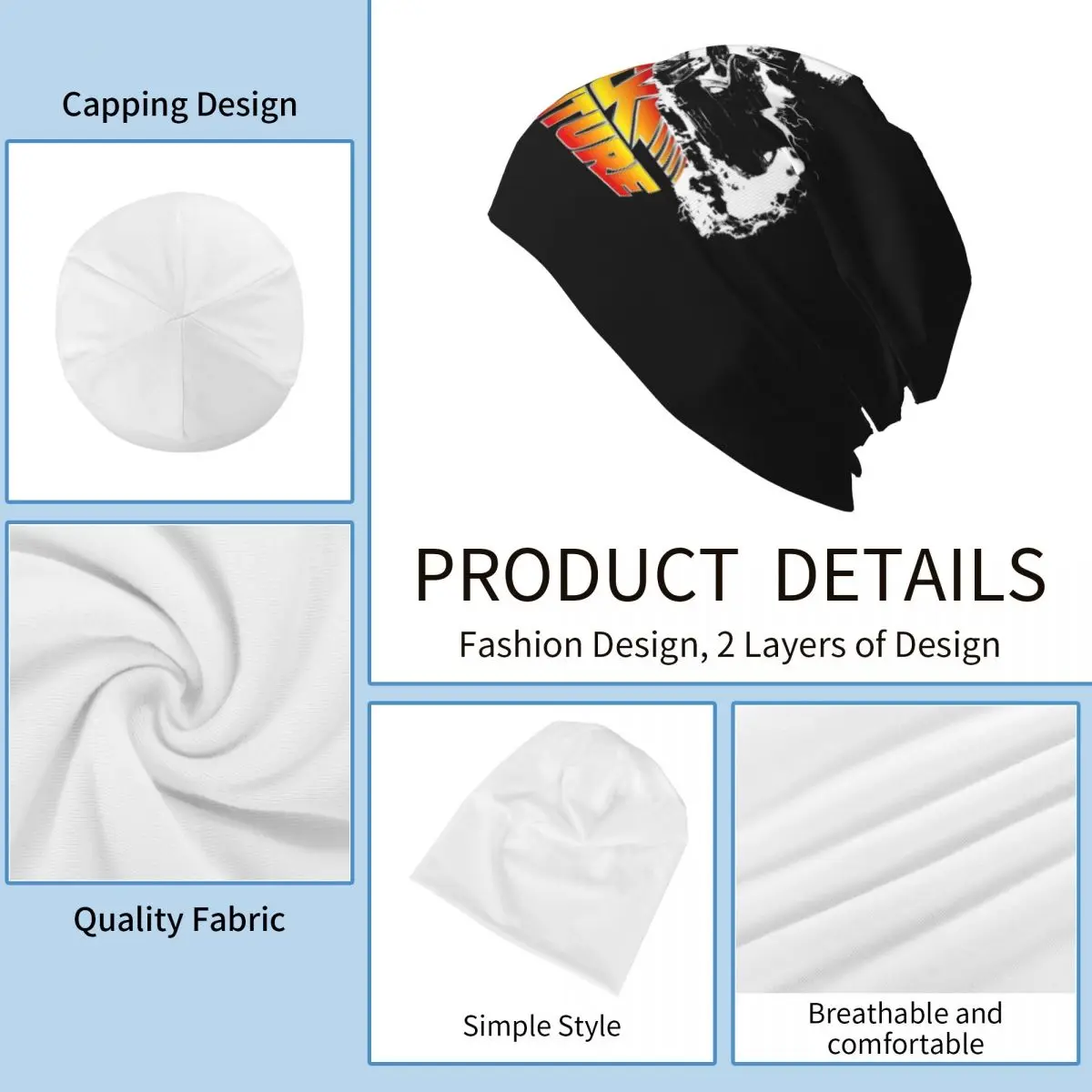 الرجعية العودة إلى المستقبل Skullies قبعة صغيرة دافئة الخريف الشتاء في الهواء الطلق قبعة محبوك بونيه قبعات للرجال النساء الكبار