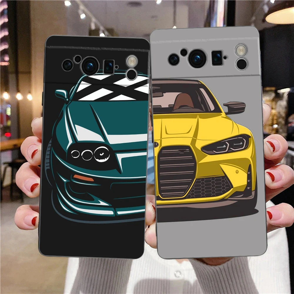 JDM Type R Civic Sport Car Phone Case For Google Pixel 8 7 6 Pro 8A 6A 7A 5G Soft Silicone Shockproof TPU Black Cover Fundas