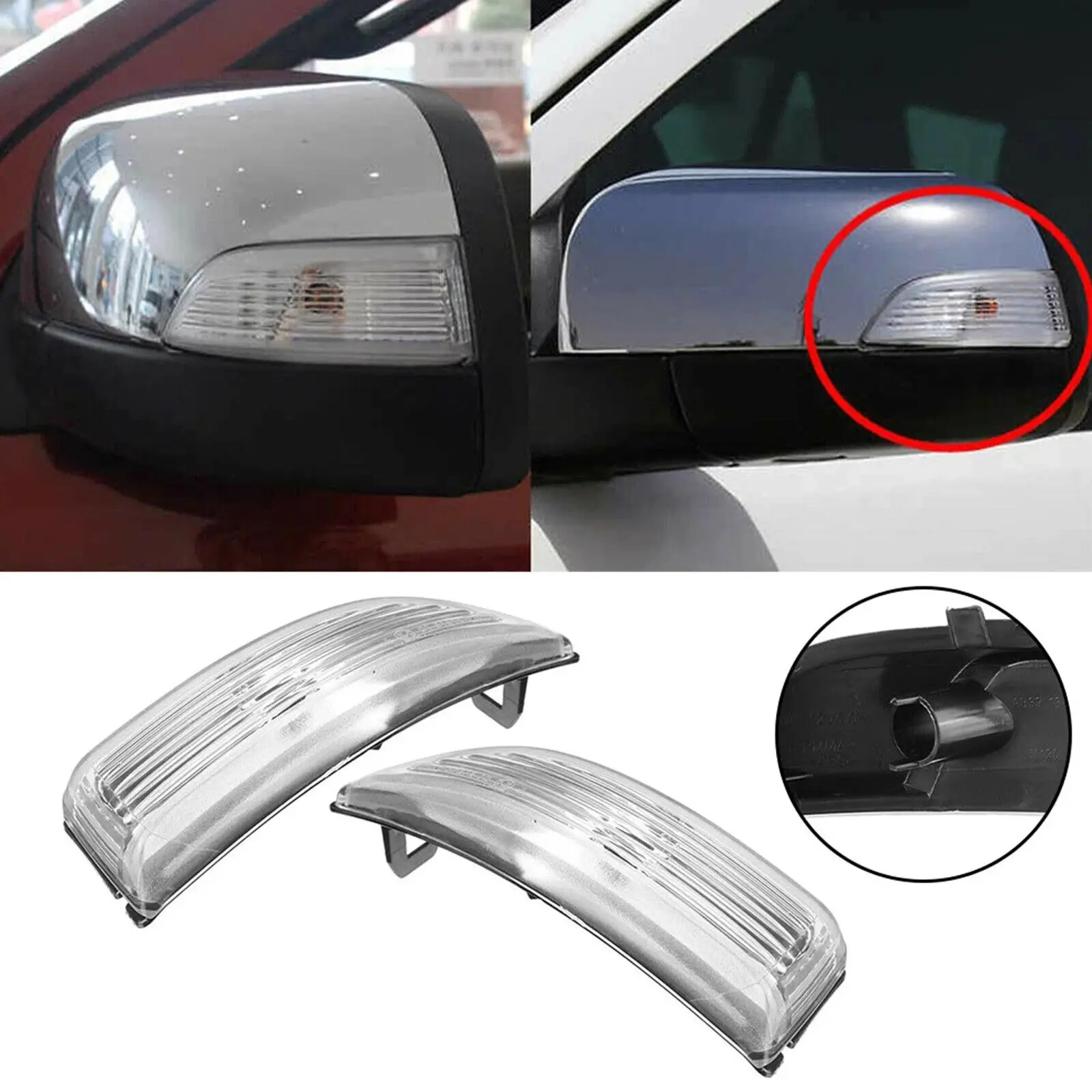 

For Ford Ranger T6 2012-2019 Wing Mirror Indicator Lens Cover Left + Right Set