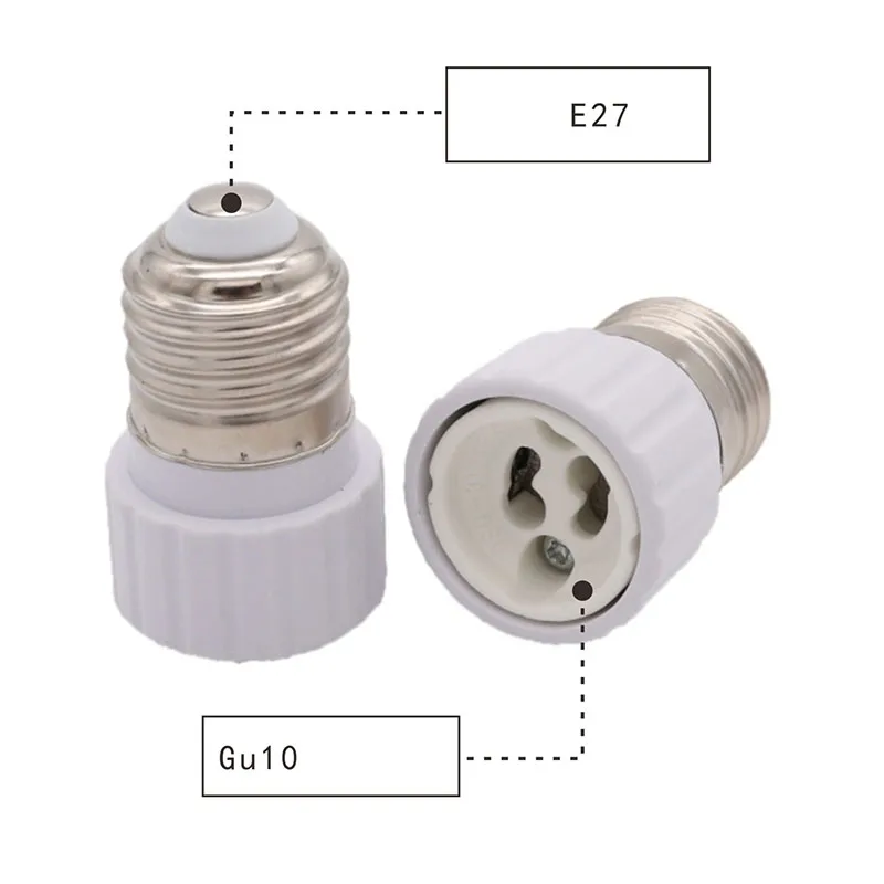 White E27 to GU10 Ceramic Base Led Light Lamp Holder Converter Screw Bulb Socket Adapter LED Saving Light Halogen Lamp Base PBT