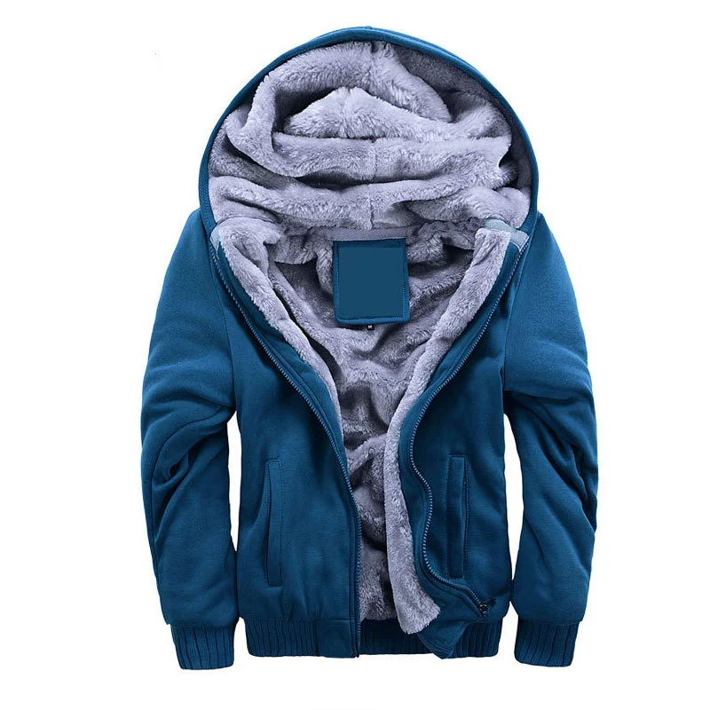 Autumn and winter men's velvet thickened sweatshirt casual hooded cardigan large size jacket men's S-2XL