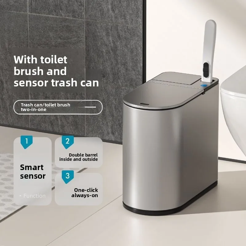 Intelligent Induction Trash Can Toilet Brush Integrated Narrow Slot Household Toilet Brush Toilet Disposable Cleaning Brush