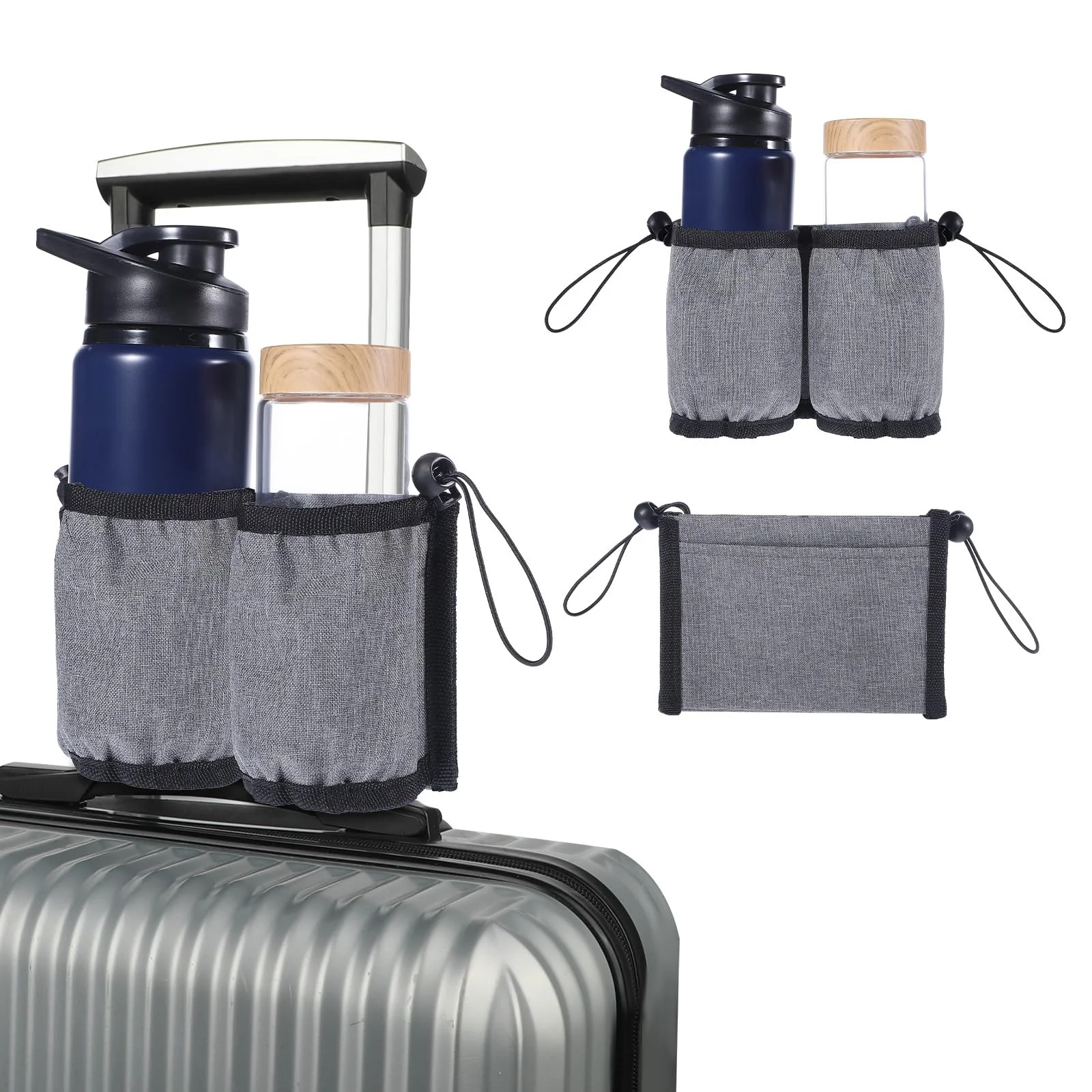 1pc Travel Luggage Cup Holder Durable Free Hand Suitcase Drink Bag Travel Milk Tea Coffee Mugs Holder Fits All Suitcase Handles