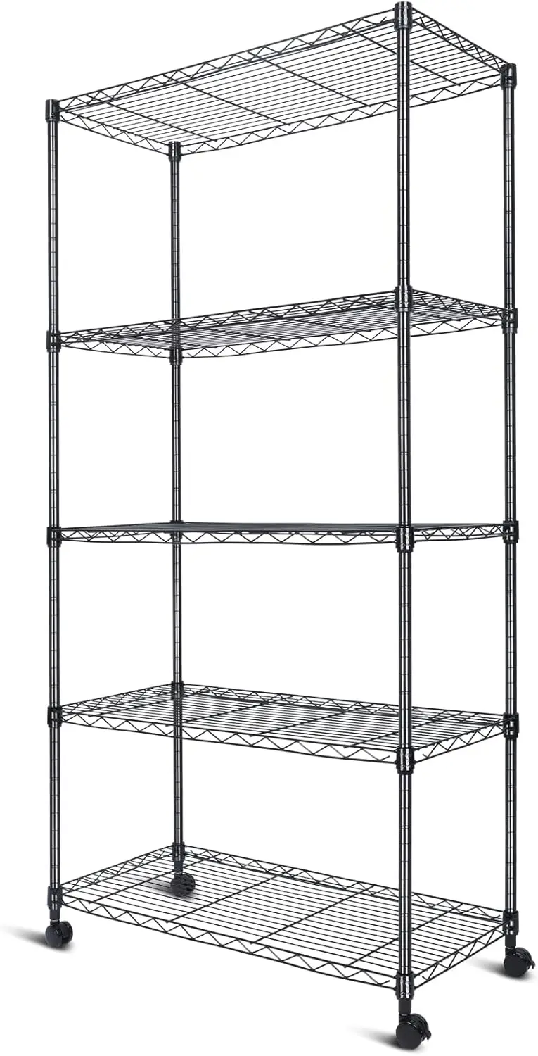 

5-Tier Heavy Duty Metal Shelving Unit, 2000 lbs Capacity, Adjustable Storage Shelves for Pantry, Kitchen, Closet, Laundry, 29