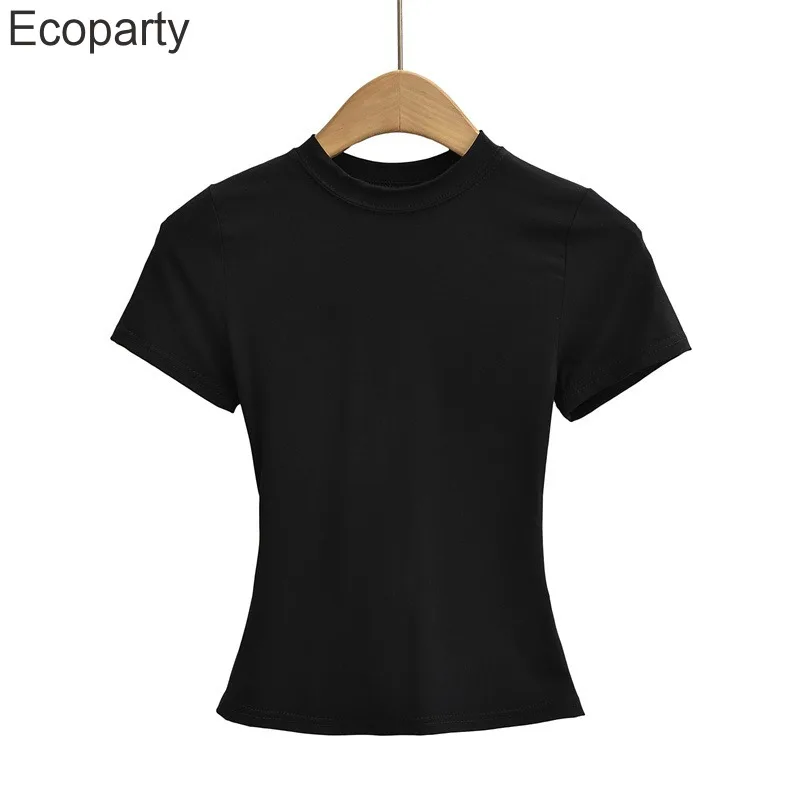 2025 New High Quality Casual T shirt Sexy Slim Short Sleeves Fashion Trend Solid Women Clothing y2k Tops