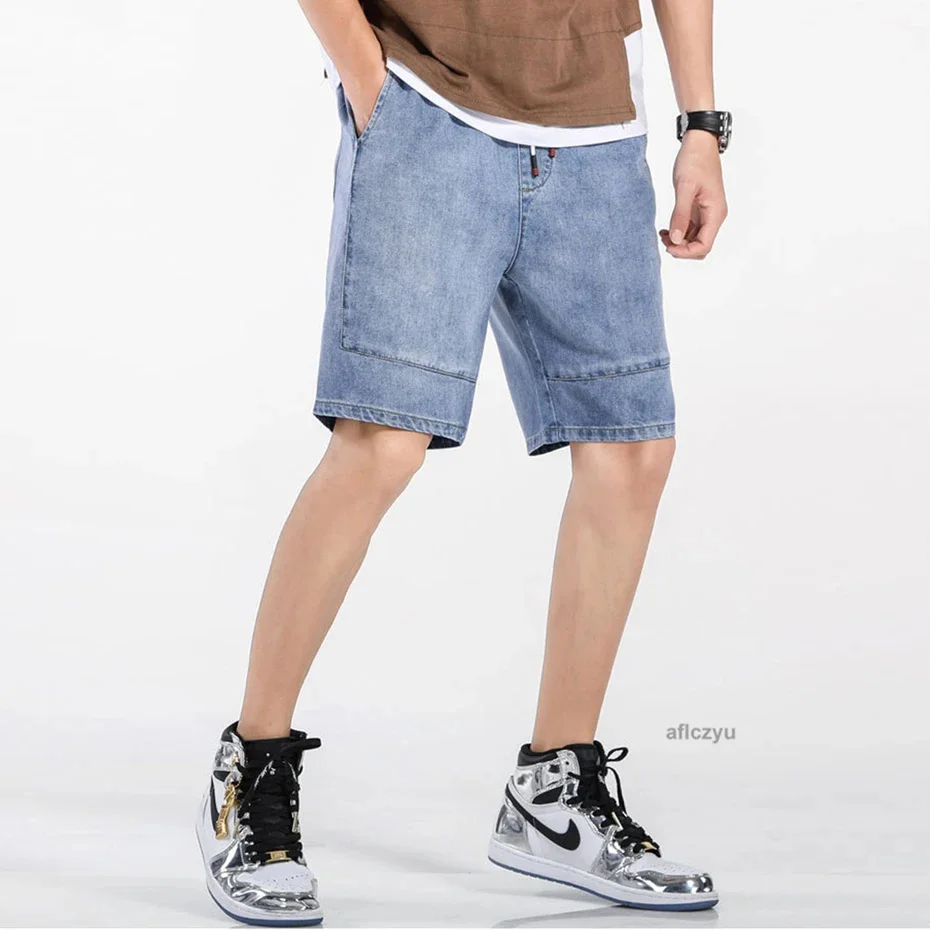 Blue Denim Shorts Men Jeans Plus Size 5XL Fashion Casual Solid Color Summer Short Pants Male Big