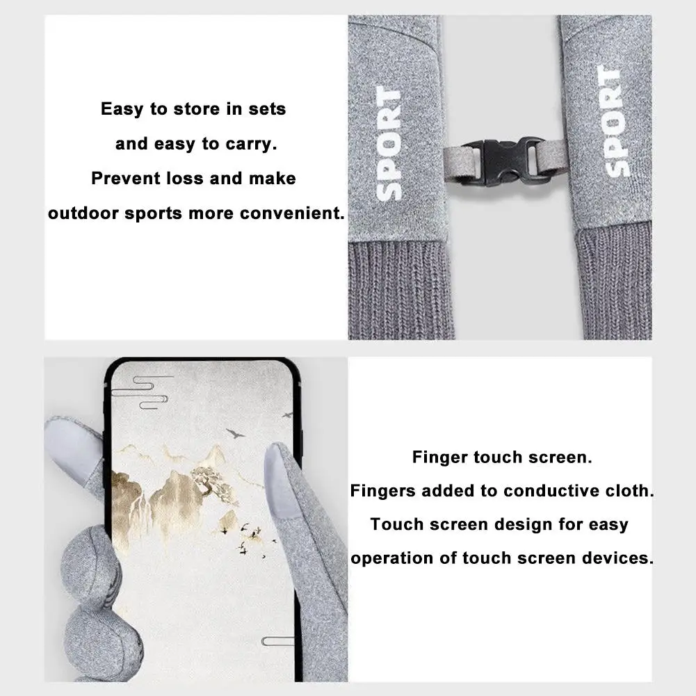 الشتاء قفازات ركوب الدراجات عدم الانزلاق اللمس قفازات التزلج الصوف مبطن وسميكة مقاوم للماء جيب قفازات لمس دافئة