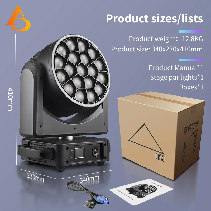 19x40 واط RGBW LED B-العين غسل التكبير شعاع تأثير مع حلقة تتحرك رئيس DMX512 التحكم للزينة الزفاف Dj ديسكو ضوء المرحلة