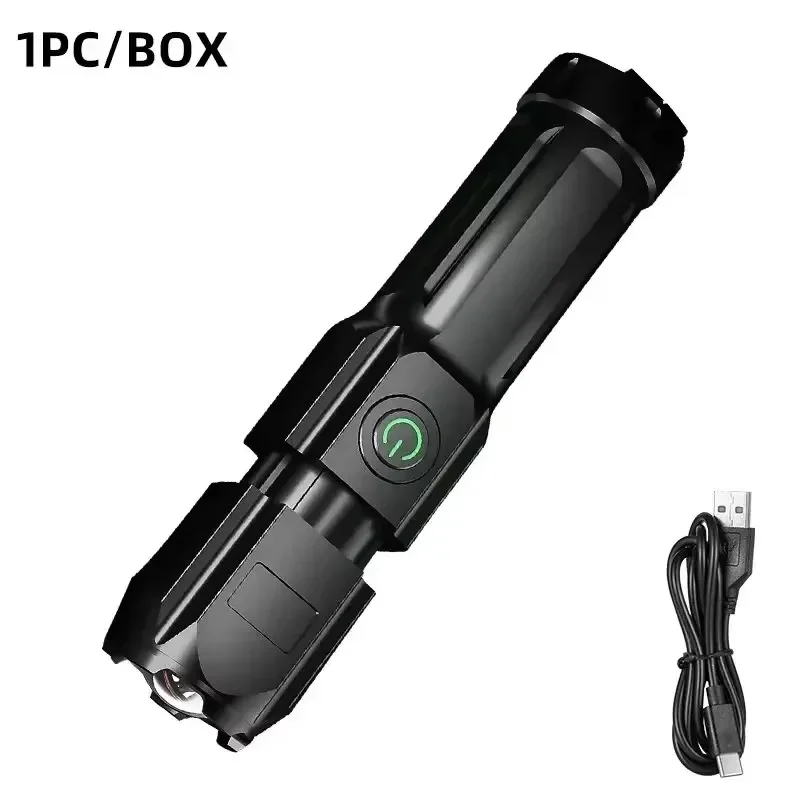 Zoom flashlight, strong light rechargeable, portable for home and outdoor use, long-range ultra bright LED flashlight