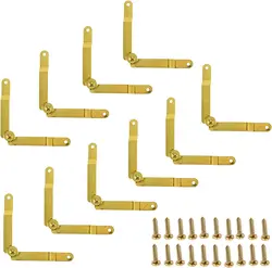 10pcs/set Wood Box Lid Support Hinge w/screws Jewelry Case Cover Stay Fittings Wooden Cabinet 62*8mm Stopping Position Hardware