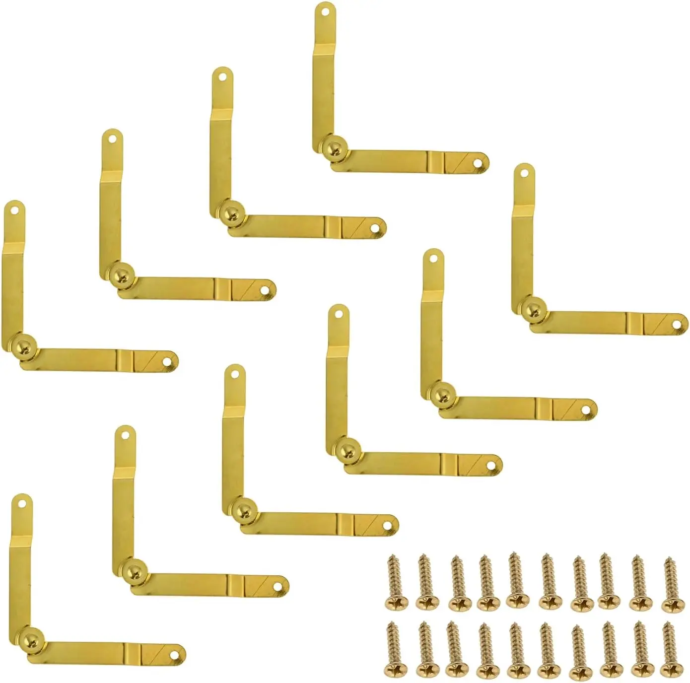 10pcs/set Wood Box Lid Support Hinge w/screws Jewelry Case Cover Stay Fittings Wooden Cabinet 62*8mm Stopping Position Hardware