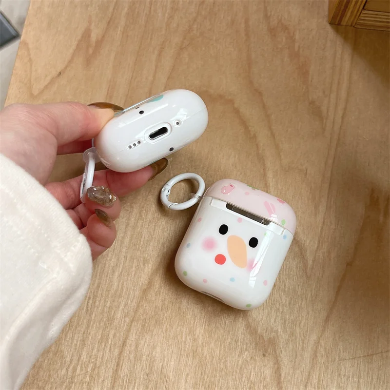 Kawaii Snowman Earphone Case For Apple Airpods 4 3 Pro 2 Cover with Charm Silicone Headphone Charging Cases For Airpod 3 4 Funda