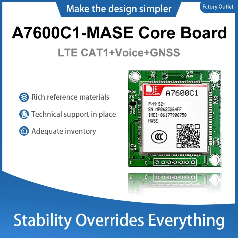 

SIMcom A7600C1-MASE 4G CAT1 Core Board A7600C1-MASE Development Board A7600C1-MASE LTE CAT1+Voice+GNSS Breakout Board